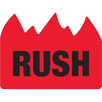 Tape Logic® Flame Labels, "Rush" (Bill of Lading), 1 1/2" x 2", Red/Black, 500/Roll