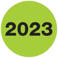 2" Circle - "2023" (Fluorescent Green) Year Labels 1 ROLL