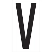 Vinyl Warehouse Letter Labels, "V", 3 1/2", Black/White, 50/Case