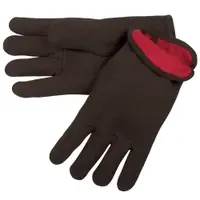 Lined Jersey Cotton Gloves, Large, Brown, 12 Pairs/Case