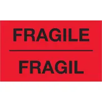 Tape Logic® Bilingual Labels, "Fragil", 3" x 5", Fluorescent Red, 500/Roll