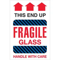 Tape Logic® Labels, "Fragile Glass - This End Up", 4" x 6", Multiple, 500/Roll