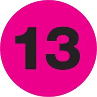 Tape Logic® Number Labels, "13", 3" Circle, Fluorescent Pink, 500/Roll