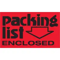 Tape Logic® Labels, "Packing List Enclosed", 3" x 5", Fluorescent Red, 500/Roll