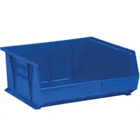 Plastic Stack & Hang Bin Boxes, 14 3/4" x 16 1/2" x 7", Blue, 6/Case