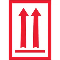 Tape Logic® Labels, (Two Red Arrows Over Red Bar), 3" x 5", Red/White, 500/Roll