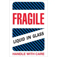 Tape Logic® Labels, "Fragile - Liquid in Glass", 4" x 6", Multiple, 500/Roll