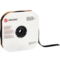 Velcro® Tape, Individual Strips, Hook, 1" x 75', Black, 1/Case