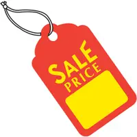 Merchandise Tags, Pre-Strung, 1 11/16" x 2 3/4", Red/Yellow, 1000/Case