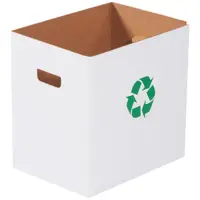 Corrugated Trash Cans with Recycle Logo, 7 Gallon, 15" x 11" x 15", White, 20/Bundle