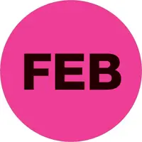 Tape Logic® Months of the Year Labels, "FEB", 1" Circle, Fluorescent Pink, 500/Roll