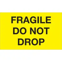 Tape Logic® Labels, "Fragile - Do Not Drop", 3" x 5", Fluorescent Yellow, 500/Roll