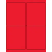 Tape Logic® Rectangle Laser Labels, 4" x 5", Fluorescent Red, 400/Case