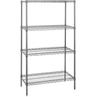 Wire Shelving Add-On Unit, 4 Shelf, 60" x 36" x 86", Chrome, 1/Each