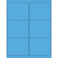 4 x 3 1/3" Fluorescent Blue Rectangle Laser Labels 100 SHEETS