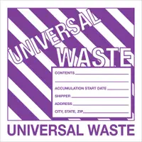 Tape Logic® Labels, "Universal Waste", 6" x 6", Purple/White, 500/Roll