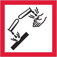 Tape Logic® Pictogram Labels, Corrosion, 1" x 1", Black/Red/White, 500/Roll