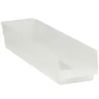 Plastic Shelf Bins, 23 5/8" x 4 1/8" x 4", Clear, 16/Case