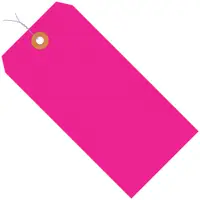 Shipping Tags, Pre-Wired, 13 Pt., 5 3/4" x 2 7/8", Fluorescent Pink, 1000/Case