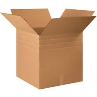 Multi-Depth Corrugated Boxes, 22" x 22" x 22", Kraft, 10/Bundle; 120/Skid