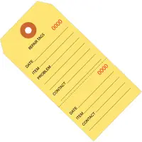 Repair Tags, Consecutively Numbered, 6 1/4" x 3 1/8", Yellow, 1000/Case