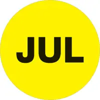 Tape Logic® Months of the Year Labels, "JUL", 2" Circle, Fluorescent Yellow, 500/Roll