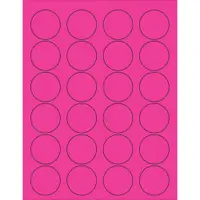 Tape Logic® Circle Laser Labels, 1 5/8", Fluorescent Pink, 2400/Case