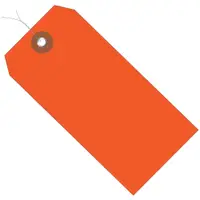 Plastic Shipping Tags, Pre-Wired, 4 3/4" x 2 3/8", Orange, 100/Case