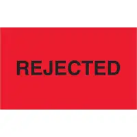 Tape Logic® Labels, "Rejected", 3" x 5", Fluorescent Red, 500/Roll