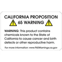 Tape Logic® Full Generic Warning- " Prop 65 Labels, 2 3/8" x 1 1/2", White, 500/Roll