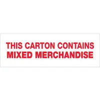 Tape Logic® Pre-Printed Carton Sealing Tape, "Mixed Merchandise", 2.2 Mil, 3" x 110 yds., Red/White, 6/Case