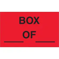 Tape Logic® Labels, "Box ___ of ___", 3" x 5", Fluorescent Red, 500/Roll