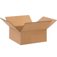 Flat Corrugated Boxes, 10" x 10" x 4", Kraft, 25/Bundle; 500/Skid
