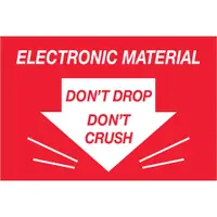 Tape Logic® Labels, "Don't Drop Don't Crush - Electronic Material", 2" x 3", Red/White, 500/Roll