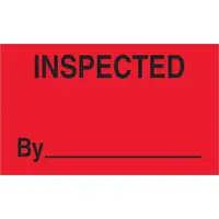 Tape Logic® Labels, "Inspected By", 3" x 5", Fluorescent Red, 500/Roll