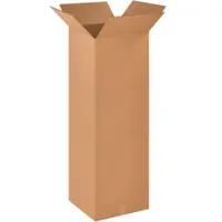 Tall Corrugated Boxes, 16" x 16" x 48", Kraft, 10/Bundle; 120/Skid