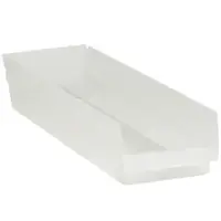 Plastic Shelf Bins, 23 5/8" x 6 5/8" x 4", Clear, 8/Case