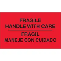 Tape Logic® Bilingual Labels, "Fragil - Maneje Con Cuidado", 3" x 5", Fluorescent Red, 500/Roll