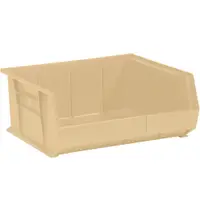 Plastic Stack & Hang Bin Boxes, 14 3/4" x 16 1/2" x 7", Ivory, 6/Case