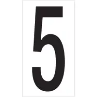 Vinyl Warehouse Number Labels, "5", 3 1/2", Black/White, 50/Case