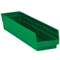 Plastic Shelf Bin Boxes, 23 5/8" x 4 1/8" x 4", Green, 16/Case