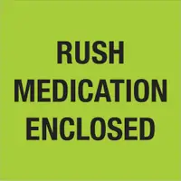 Tape Logic® Labels, "Rush - Medication Enclosed", Fluorescent Green, 500/Roll