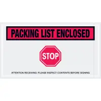 Tape Logic® "Packing List Enclosed - Stop" Envelopes, 5 1/2" x 10", Red, 1000/Case