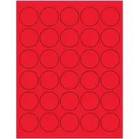 Tape Logic® Fluorescent Circle Laser Labels, 1 1/2", Fluorescent Red, 3000/Case
