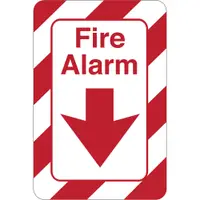 "Fire Alarm" Facility Sign, 9" x 6", Red/White, 1/Each