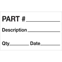 Tape Logic® Labels, "Part# - Description - Qty - Date", 1 1/4" x 2", Black/White, 500/Roll