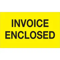 Tape Logic® Labels, "Invoice Enclosed", 3" x 5", Fluorescent Yellow, 500/Roll