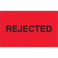 Tape Logic® Labels, "Rejected", 1 1/4" x 2", Fluorescent Red, 500/Roll