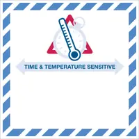 Tape Logic® Labels, "Time And Temperature Sensitive", 4 1/4" x 4 1/4", Red/White/Blue, 500/Roll