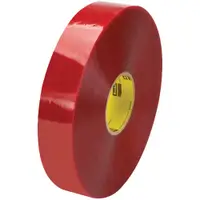 3M™ 3779 Pre-Printed Carton Sealing Tape, 1.9 Mil, 2" x 1000 yds., Clear/Red, 6/Case